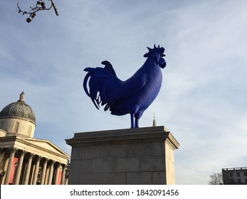 London / UK - December 14 2014: Hahn/Cock Sculpture By Katharina Fritsch In London's Trafalgar Square