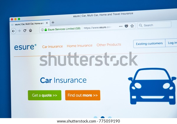 LONDON, UK - DECEMBER\
14TH 2017: The homepage of the official website for esure - the\
internet and telephone based insurance company based in England, on\
14th December 2017.