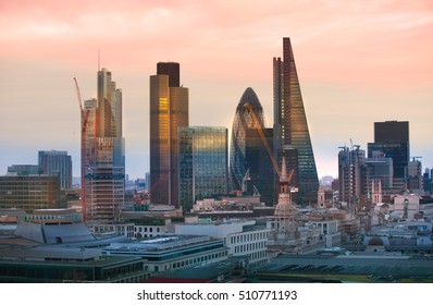 LONDON, UK - DECEMBER 19, 2016: City of London at sunset - Shutterstock ID 510771193