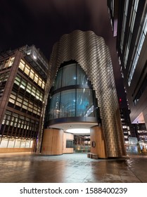 London UK. December 2019. The Pavilion / Three Broadgate Building On The Broadgate Campus. Quirky, Cladded Office Building In The City, Owned By British Land Amongst Other Stakeholders.