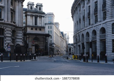 London, UK - December 2020 :   The City Of London With Quiet Streets During Tier 4 Lockdown