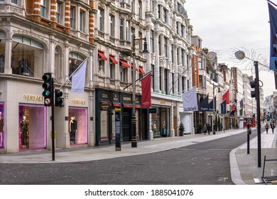 London, UK - December 30 2020: Shops On New Bond Street, Mayfair