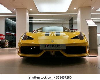 LONDON, UK - December 7, 2015: Ferrari Car In Showroom. 