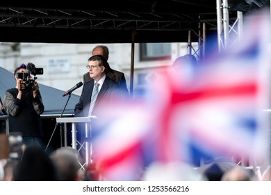 London, UK - December 9, 2018: Gerard Batten, Leader Of The UKIP, Addresses The Protestors Who Gathered On Sunday.