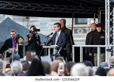 London, UK - December 9, 2018: Gerard Batten, Leader Of The UKIP, Addresses The Protestors Who Gathered On Sunday.
