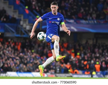 LONDON, UK - Decemebr 5, 2017: Gary Cahill Pictured During The UEFA Champions League Group C Game Between Chelsea FC And Atletico Madrid At Stamford Bridge Stadium.