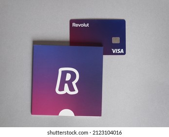 LONDON, UK - FEBRUARY 06, 2022: Revolut Visa prepaid card