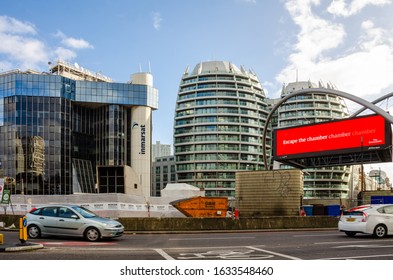 London, UK - February 1 2020: Modern Office Buildings On The Silicon Roundabout In London.