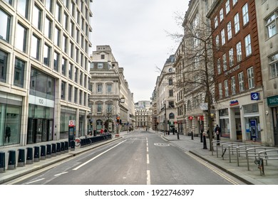 London, UK - February 14 2021: Cheapside, City Of London, Very Quiet During The Coronavirus London Lockdown