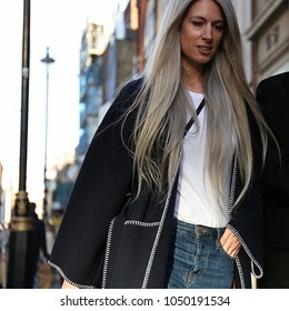 LONDON, UK- February 17 2018: Sarah Harris On The Street During The London Fashion Week