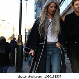 LONDON, UK- February 17 2018: Sarah Harris On The Street During The London Fashion Week