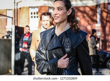 LONDON, UK- February 17 2018: Alexa Chung On The Street During The London Fashion Week.