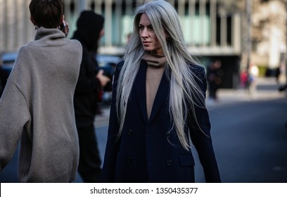 LONDON, UK- February 17 2019: Sarah Harris  On The Street During The London Fashion Week.