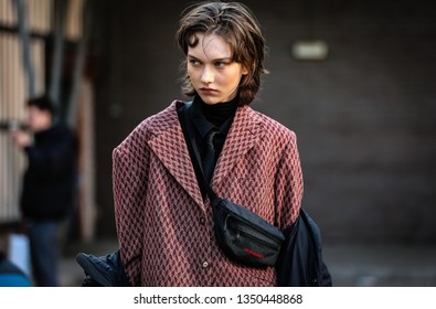 LONDON, UK- February 17 2019: Sofia Steinberg  On The Street During The London Fashion Week.