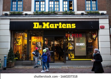 LONDON, UK - FEBRUARY 17, 2020: Exterior of Dr. Martens store on Oxford Street. Dr.Martens is a german brand of footwear.