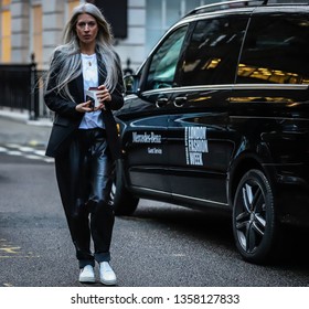 LONDON, UK- February 18 2019: Sarah Harris On The Street During The London Fashion Week.