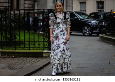 LONDON, UK- February 18 2019: Kate Foley Osterweis On The Street During The London Fashion Week.