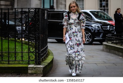 LONDON, UK- February 18 2019: Kate Foley Osterweis On The Street During The London Fashion Week.