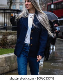 LONDON, UK- February 19 2018:Sarah Harris On The Street During The London Fashion Week