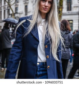 LONDON, UK- February 19 2018:Sarah Harris On The Street During The London Fashion Week