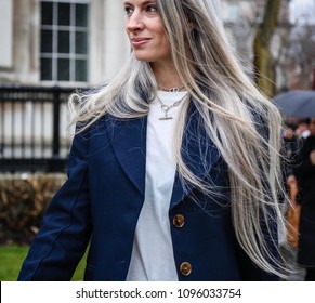 LONDON, UK- February 19 2018:Sarah Harris On The Street During The London Fashion Week