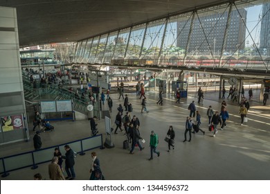 London, UK - February 2019: Stratford Railway And Underground Station Main Entrance