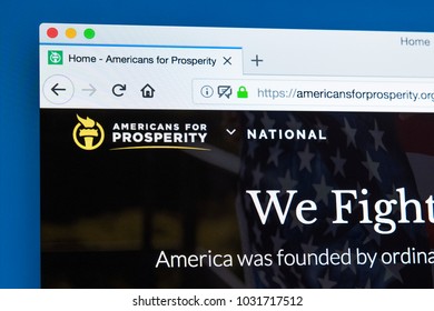 LONDON, UK - FEBRUARY 22ND 2018: The Homepage Of The Official Website For Americans For Prosperity - A Conservative Political Advocacy Group In The United States, On 22nd February 2018.