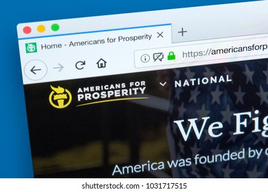 LONDON, UK - FEBRUARY 22ND 2018: The Homepage Of The Official Website For Americans For Prosperity - A Conservative Political Advocacy Group In The United States, On 22nd February 2018.