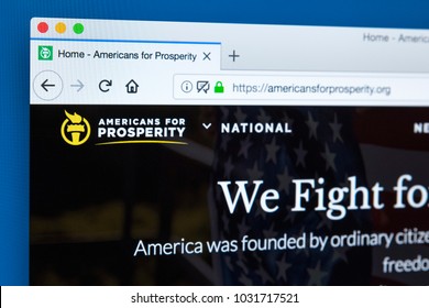 LONDON, UK - FEBRUARY 22ND 2018: The Homepage Of The Official Website For Americans For Prosperity - A Conservative Political Advocacy Group In The United States, On 22nd February 2018.