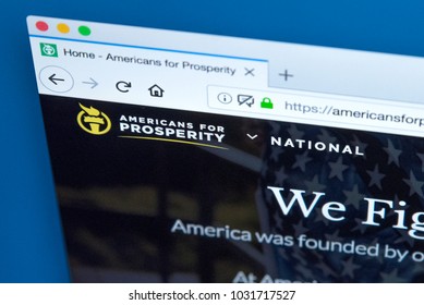 LONDON, UK - FEBRUARY 22ND 2018: The Homepage Of The Official Website For Americans For Prosperity - A Conservative Political Advocacy Group In The United States, On 22nd February 2018.