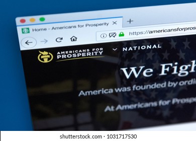 LONDON, UK - FEBRUARY 22ND 2018: The Homepage Of The Official Website For Americans For Prosperity - A Conservative Political Advocacy Group In The United States, On 22nd February 2018.