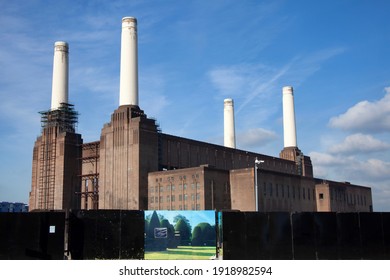 London, UK, February 26, 2012 : Battersea Power Station Coal Fired Building Built In 1935 Now Decommissioned And Being Redeveloped On The Bank Of The River Thames Price Stock Photo