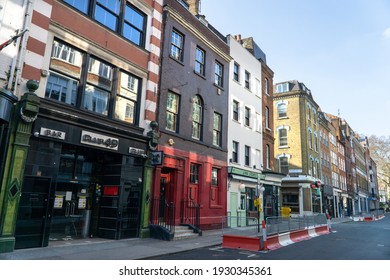 London, UK - February 27 2021: Greek Street Bars And Restaurants, London