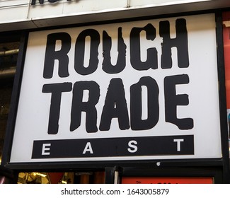 London, UK - February 5th 2020: A Sign On The Exterior Of The Rough Trade East Record Shop Located Just Off Of Brick Lane In The East End Of London, UK. 