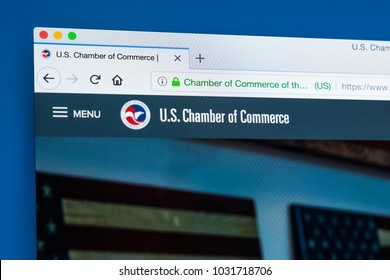 LONDON, UK - FEBRUARY 8TH 2018: The Homepage Of The Website For The US Chamber Of Commerce - A Business-oriented American Lobbying Group, On 8th February 2018.