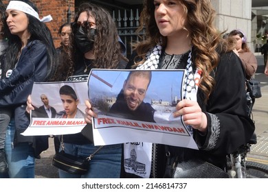 London UK Israel Embassy ,4 17 22   Prisoners Day Is Calling On The Injustice Carried Out On Palestinian Children Who Are Often Tried In Israel Defence Force,  Court Martial  