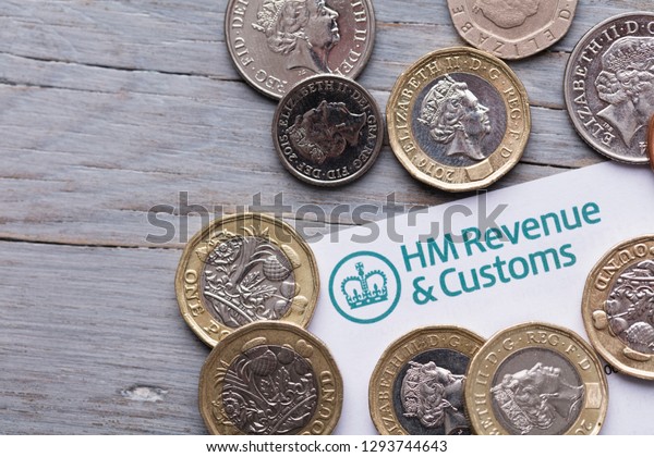 LONDON, UK - Jan 24th 2019: HMRC Her Majesty\'s\
Revenue and Customs tax\
paperwork