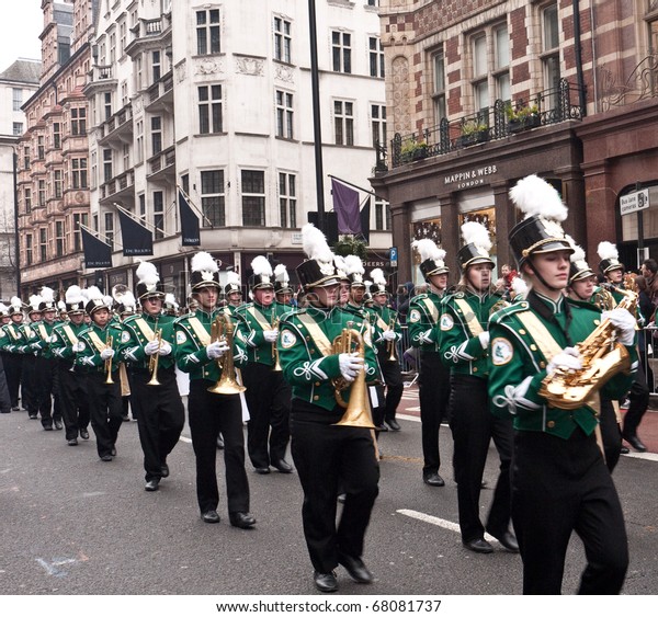 LONDON, UK- JANUARY 1: The\
Corning Painted Post West High School Marching Band from New York\
participates in the New Years Day Parade on January 1, 2001 in\
London, UK.