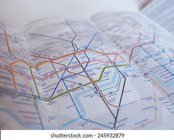 LONDON, UK - JANUARY 10, 2015: Tube Map Of The London Underground Subway Lines