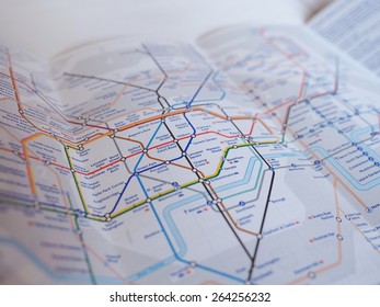 LONDON, UK - JANUARY 10, 2015: Tube Map Of The London Underground Subway Lines