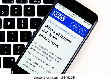 London UK, January 15 2021, Mobile Phone Or Smartphone Screenshot NHS Advice On Covid-19 Vulnerable People