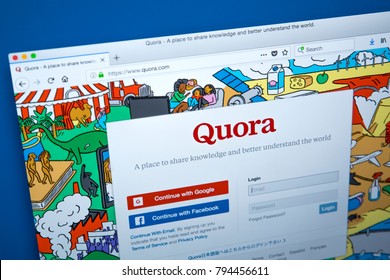 LONDON, UK - JANUARY 15TH 2018: The homepage of the official website for Quora - a question and answer website, on 15th January 2018.