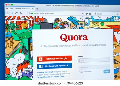LONDON, UK - JANUARY 15TH 2018: The homepage of the official website for Quora - a question and answer website, on 15th January 2018.