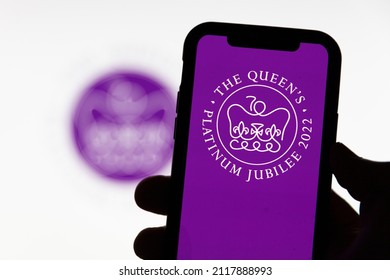 LONDON, UK - January 2022: Emblem Logo For The Celebration Of The Queen Of England's Platinum Jubilee Celebrations