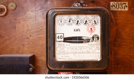 LONDON, UK - January 23, 2012. Single Phase Electric Meter, Old Electricity Meter From The Eastern Electricity Board, UK