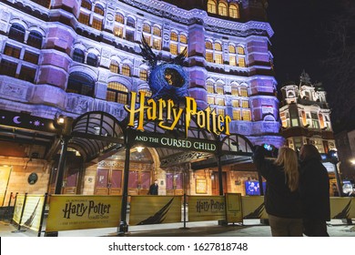 London, UK - January 27, 2020: Palace Theater In London's West End, With The Musical Harry Potter And The Cursed Child As The Current Production