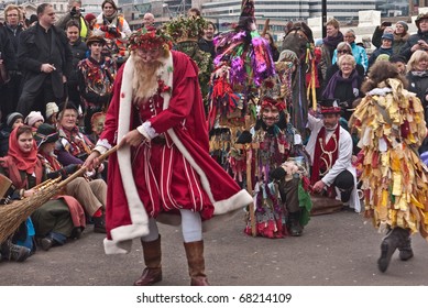 LONDON, UK - JANUARY 3: Mummers Play With Father Christmas, Part Of The Annual Twelfth Night Celebrations On January 3, 2011 In London, UK.