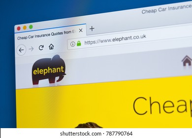 LONDON, UK - JANUARY 4TH 2018: The Homepage Of The Official Website For Elephant.co.uk - A Trading Name Of EUI Limited, The Car Insurance Specialist, On 4th January 2018.