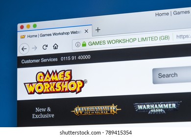 LONDON, UK - JANUARY 8TH 2018: The Homepage Of The Official Website For Games Workshop - The British Miniature Wargaming Manufacturing Company, On 8th January 2018.