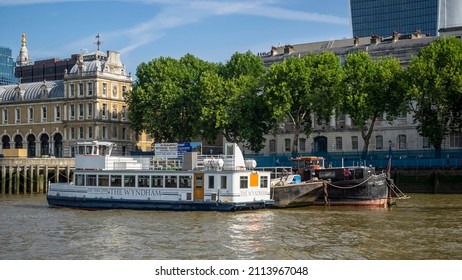 LONDON, UK - JULY 04, 2018:  The 'Wyndham', A London Party Boat For Hire On The River Thames